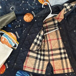 Burberry Black Quilted Jacket with Plaid Interior